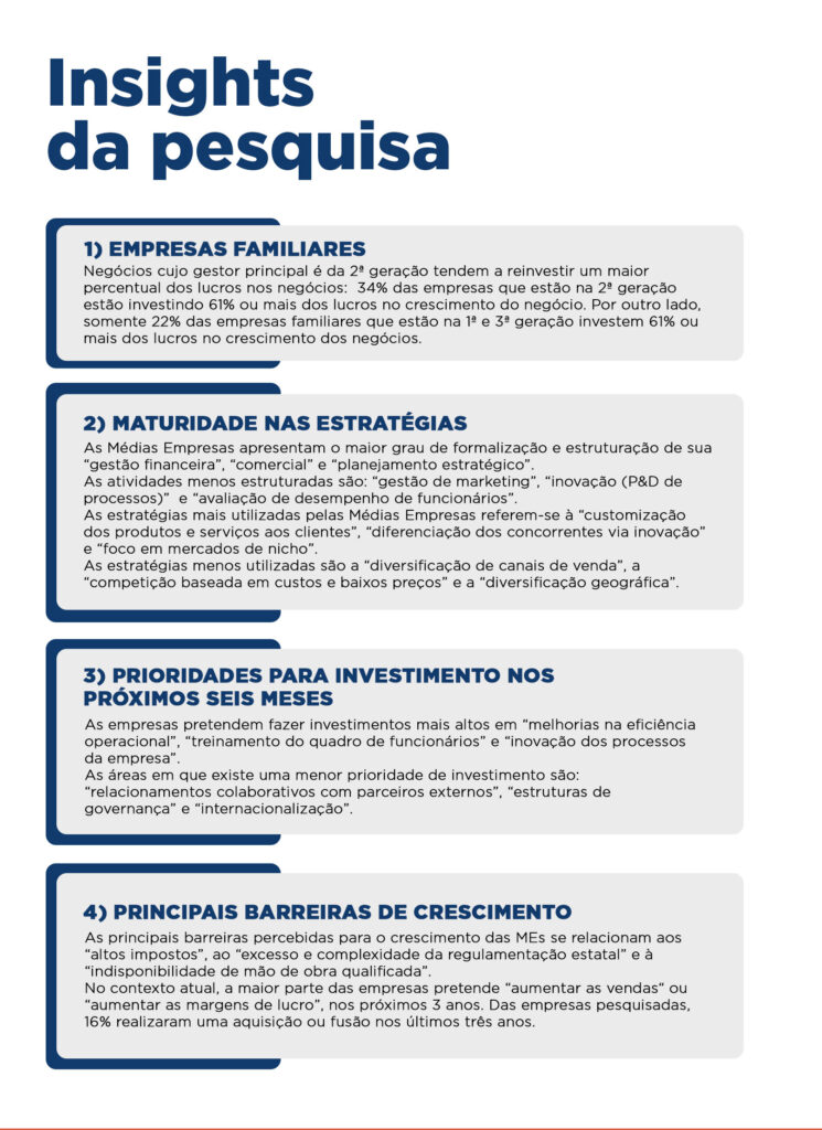 Dados da pesquisa sobre as médias empresas brasileiras